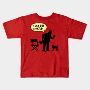 Funny Director Cat Silhouette Puns Gift For Cat Lovers Kids T-Shirt